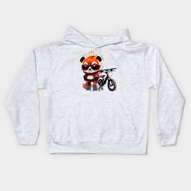 Red Panda with a Bike that is Michael Jackson Inspired Kids Hoodie by Cautionary Creativity